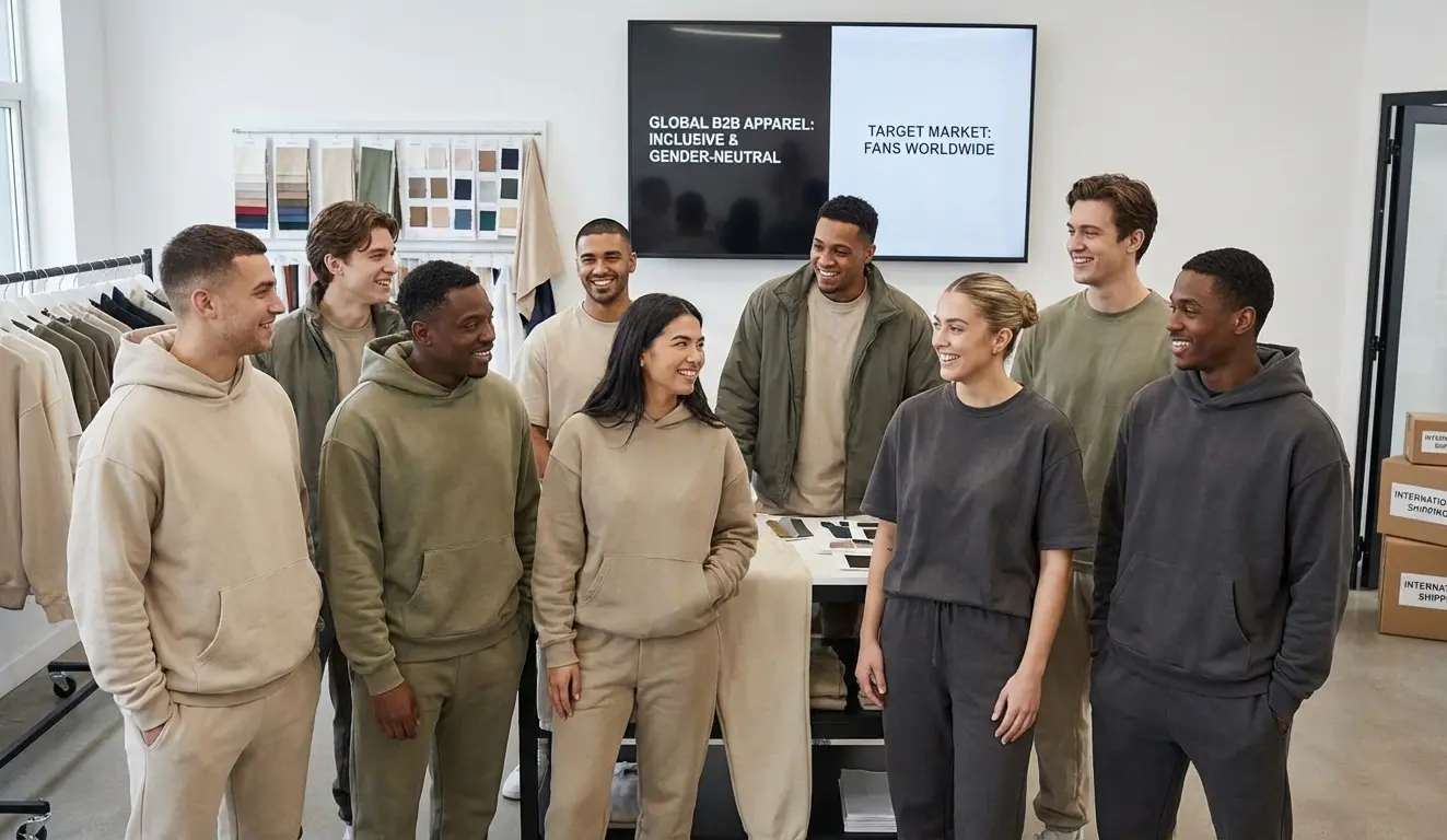 Inclusive Sizing & Gender-Neutral Designs Target Market B2B Apparel Fans Global