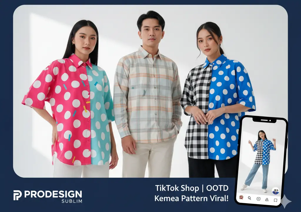 Pola Polka Dots & Heritage Checks di Musim Semi 2026 Ide Kemeja Printing yang Viral di TikTok Shop
